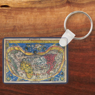 Porte-clés Carte du monde en forme de cœur antique de Peter A