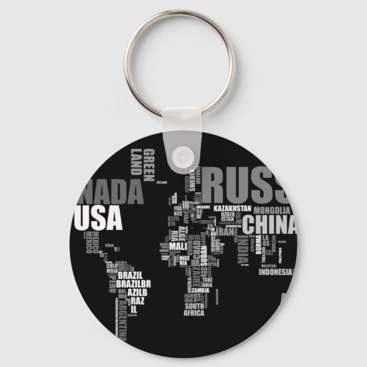 Porte-clés Carte du monde en mots (Recto)