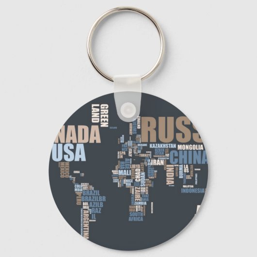 Porte-clés Carte du monde en mots (Recto)
