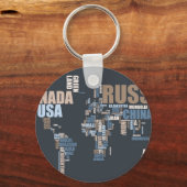 Porte-clés Carte du monde en mots (Recto)