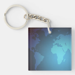 Porte-clés Carte du monde en points numériques avec dégradé a