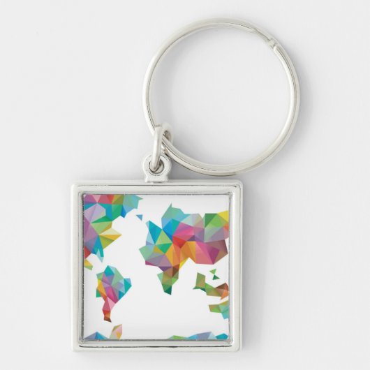 Porte-clés Carte du monde faite de formes géométriques (Devant)