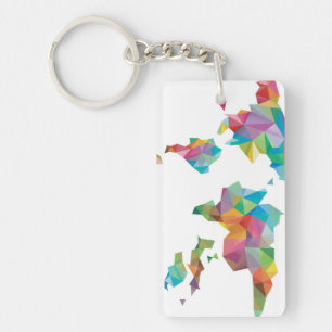 Porte-clés Carte du monde faite de formes géométriques