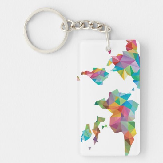 Porte-clés Carte du monde faite de formes géométriques (Devant)