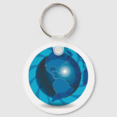 Porte-clés Carte du monde Globe Bleu Moderne (Recto)