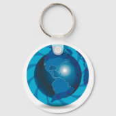 Porte-clés Carte du monde Globe Bleu Moderne (Verso)