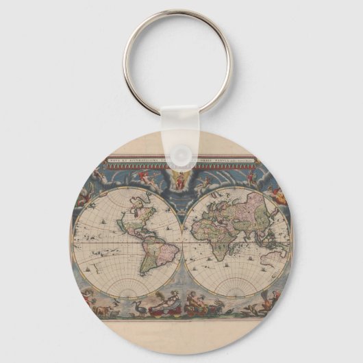 Porte-clés Carte du monde Globe Travel Antique (Recto)