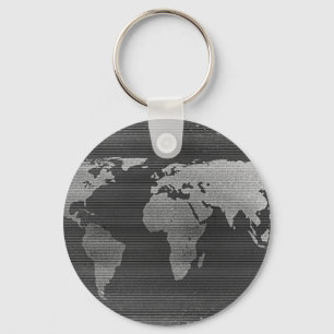 Porte-clés Carte du monde noir et blanc