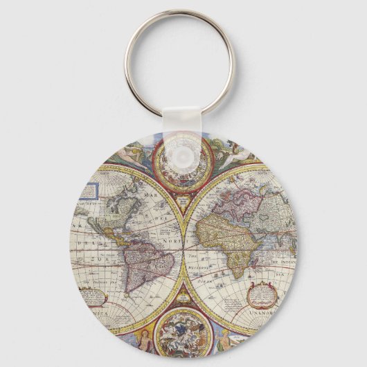 Porte-clés Carte du monde Vintage 1626 (Recto)