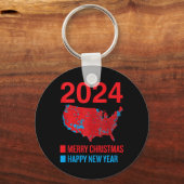 Porte-clés Carte électorale 2024 exacte Joyeux Noël Joyeux N (Recto)