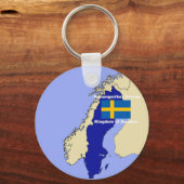 Porte-clés Carte et drapeau de la Suède (Recto)