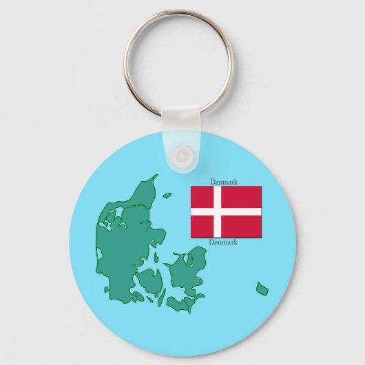 Porte-clés Carte et drapeau du Danemark (Recto)
