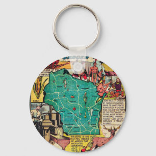 Porte-clés Carte et faits du Wisconsin