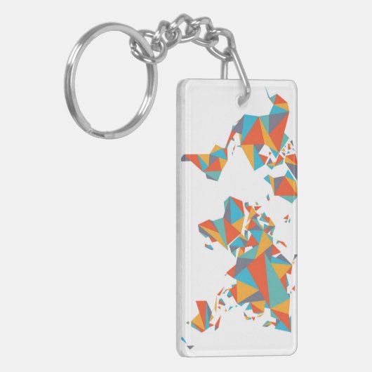 Porte-clés Carte géométrique abstraite du monde (Devant gauche)