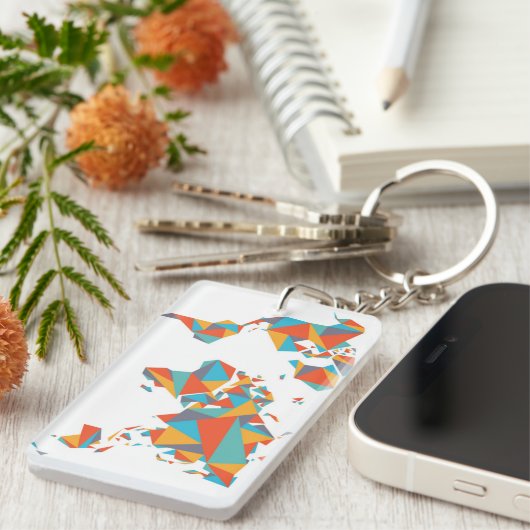 Porte-clés Carte géométrique abstraite du monde (Devant droit)