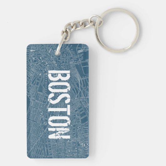 Porte-clés Carte graphique de Boston (Dos)