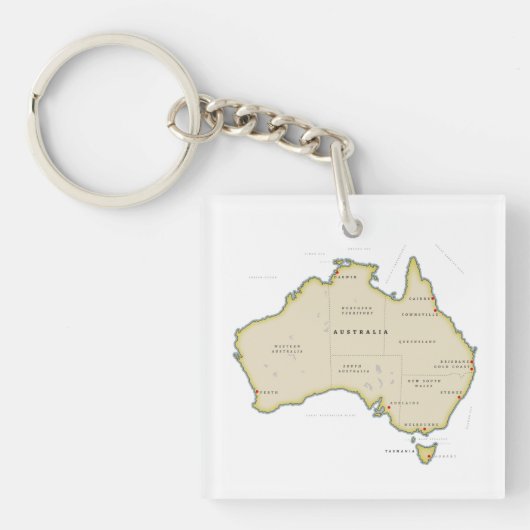 Porte-clés Carte illustrée de l'Australie (Devant)