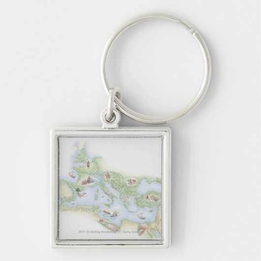 Porte-clés Carte illustrée de l'empire romain (Devant)