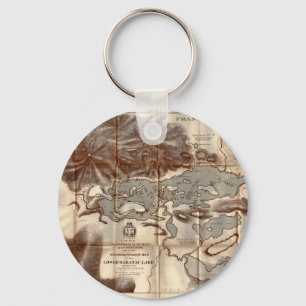 Porte-clés Carte inférieure de reconnaissance de lac Saranac