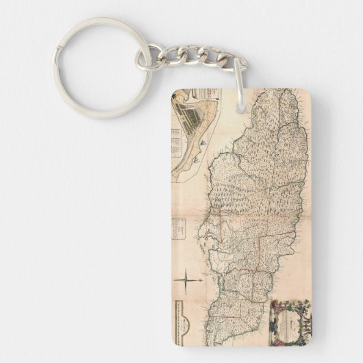 Porte-clés CARTE : La JAMAÏQUE, 1755 2 (Devant)