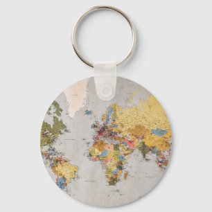 Porte-clés carte mondiale