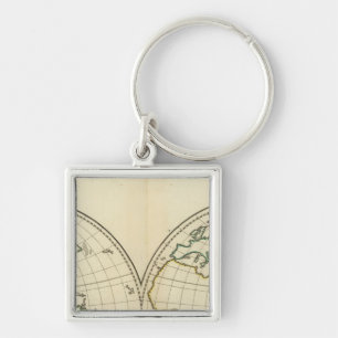 Porte-clés Carte mondiale avec Latitude et Longititude