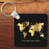 Porte-clés Carte Mondiale Gold/Noir (Recto)