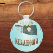 Porte-clés Carte Oklahoma Avec De Beaux Oiseaux (Recto)