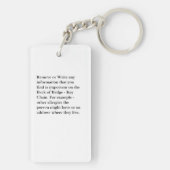 Porte-clés Carte personnalisée Contact d'urgence d'alerte Méd (Dos)