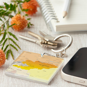 Porte-clés Carte politique du Kirghizistan et d'Asie centrale