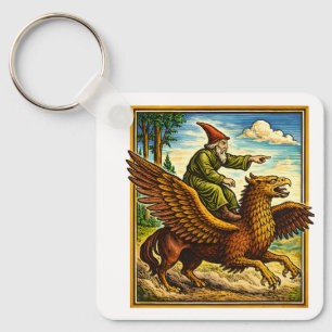 Porte-clés Carte postale du T-shirt fantaisie Cavalier Escarg