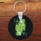 Porte-clés Carte reine de trèfle Saint-Patrick botanique (Recto)