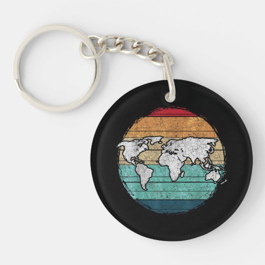Porte-clés Carte Retro World (Devant)