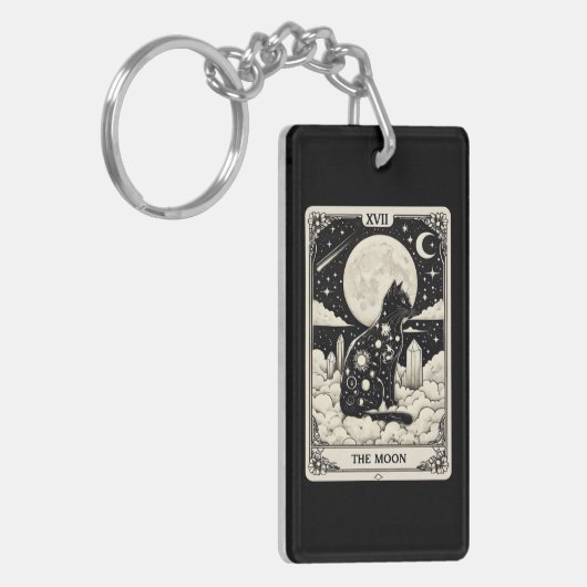 Porte-clés Carte Tarot Cat La Lune Graphique (Devant gauche)