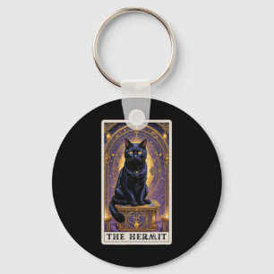 Porte-clés Carte Tarot Chat Noir L'Hermite Halloween Enfants