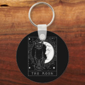 Porte-clés Carte Tarot Crescent Moon Et Cat Graphique (Recto)