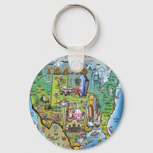 Porte-clés Carte Texas USA (Recto)