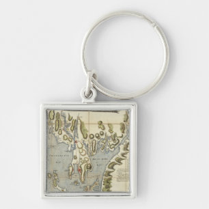 Porte-clés Carte topographique de la baie de Narraganset