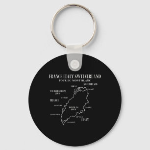 Porte-clés Carte Tour Du Mont Blanc France Italie Suisse Hi