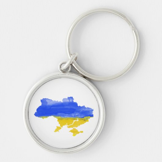 Porte-clés Carte ukrainienne de l'aquarelle. Drapeau ukrainie (Devant)