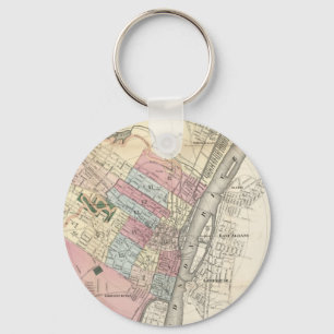 Porte-clés Carte vintage d'Albany NY (1874)