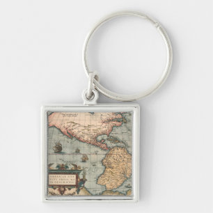 Porte-clés Carte vintage de l'Amérique du Nord