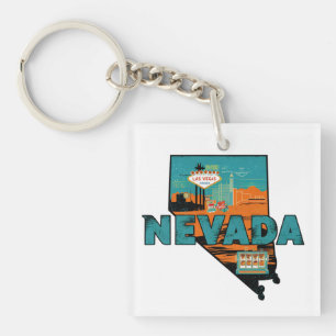 Porte-clés Carte vintage de l'État du Nevada USA Voyage
