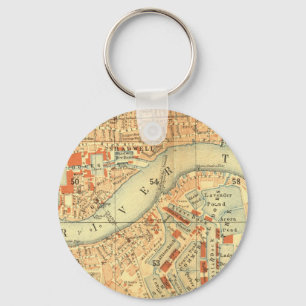 Porte-clés Carte Vintage de Londres Thames