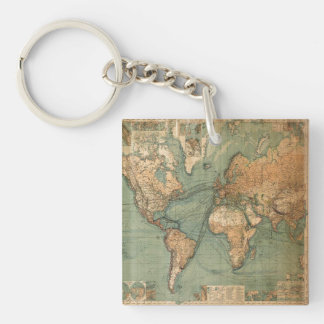Porte-clés Carte vintage du monde antique