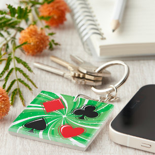 Porte-clés Cartes Rétro Couleurs Vives Rouge et Noir