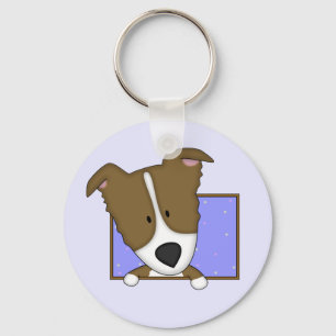 Porte-clés Carton encadré Bordure Brown Collie Porte - clé