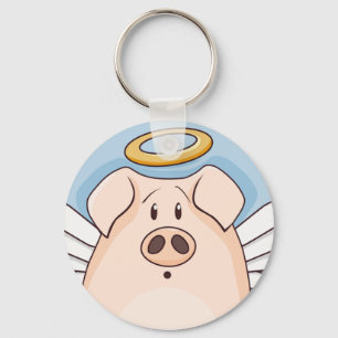 Porte-clés Carton mignon Angel Pig