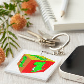 Porte-clés Carton mignon Dino Cube Art (Devant Droit)