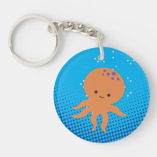 Porte-clés Carton mignon Octopus Bleu Océan (Devant)